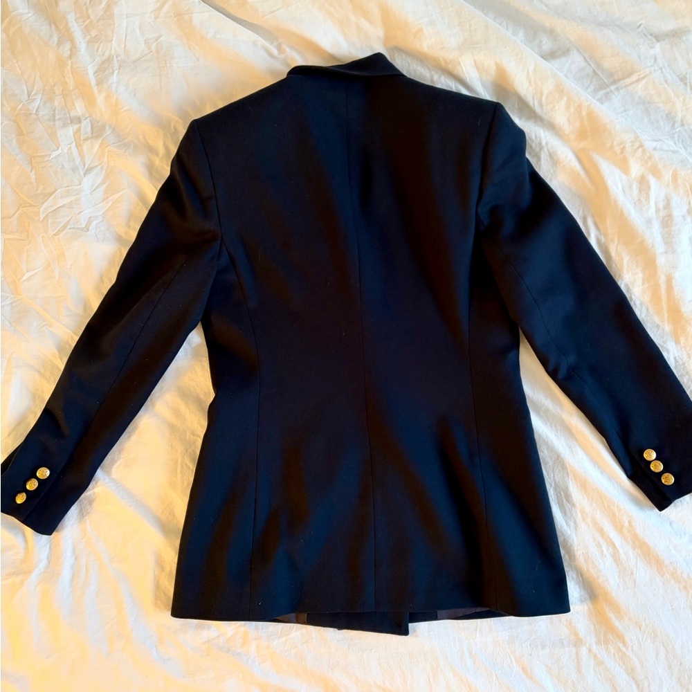 Talbots Blazer Womens 4 Navy Blue 100% Wool Double Breasted Lined Gold Buttons - Picture 3 of 5